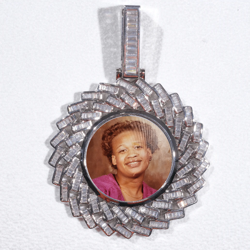 Large 3D Baguette Custom Picture Pendant