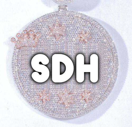 CUSTOM LETTER NECKLACE 3D BIG CROWN DISC