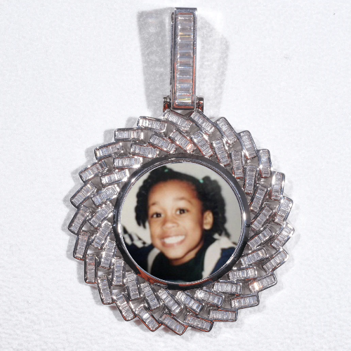 Large 3D Baguette Custom Picture Pendant