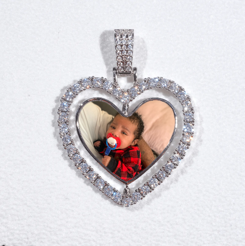 3D Spinning 2-Faced Heart Custom Picture Pendant
