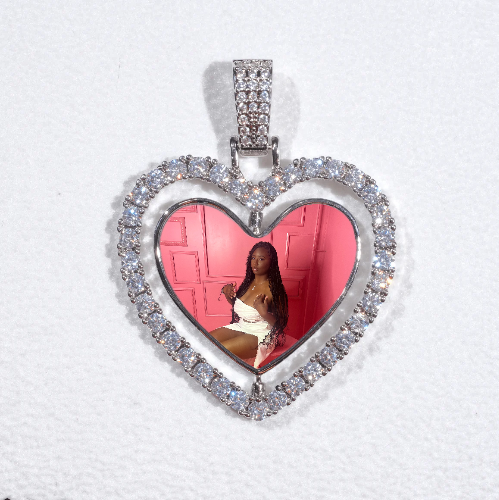 3D Spinning 2-Faced Heart Custom Picture Pendant