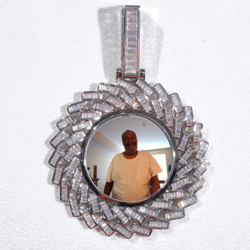 Large 3D Baguette Custom Picture Pendant