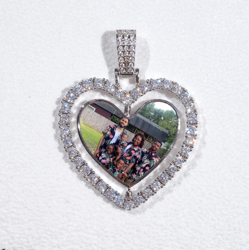 3D Spinning 2-Faced Heart Custom Picture Pendant