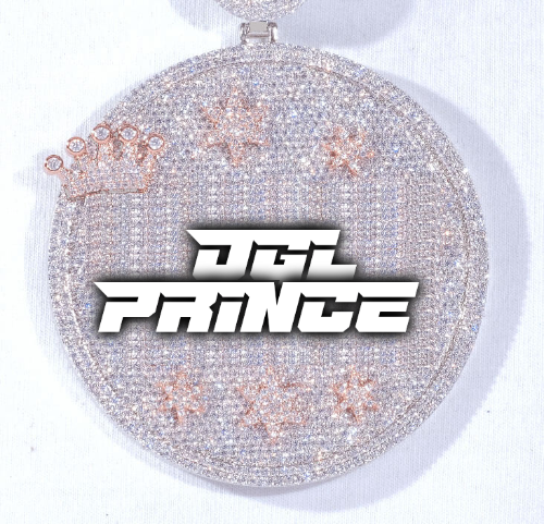 CUSTOM LETTER NECKLACE 3D BIG CROWN DISC