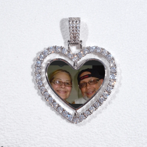 3D Spinning 2-Faced Heart Custom Picture Pendant