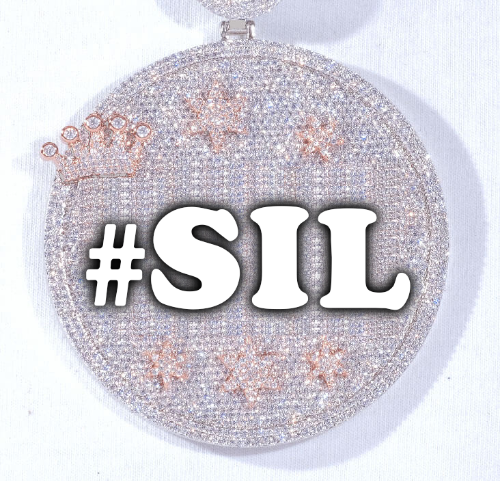 CUSTOM LETTER NECKLACE 3D BIG CROWN DISC