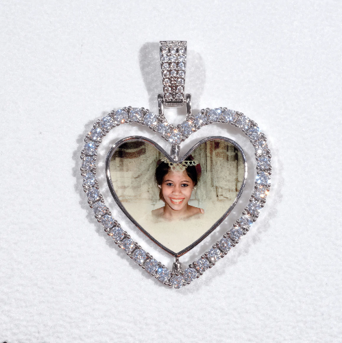 3D Spinning 2-Faced Heart Custom Picture Pendant