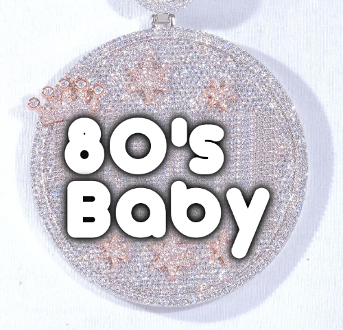 CUSTOM LETTER NECKLACE 3D BIG CROWN DISC