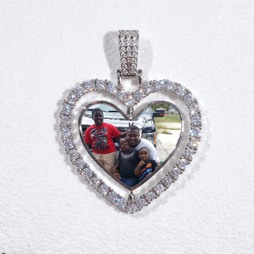 3D Spinning 2-Faced Heart Custom Picture Pendant