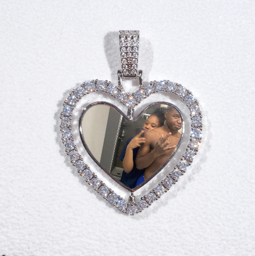 3D Spinning 2-Faced Heart Custom Picture Pendant