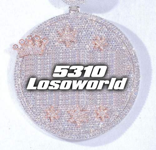 CUSTOM LETTER NECKLACE 3D BIG CROWN DISC