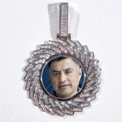 Large 3D Baguette Custom Picture Pendant