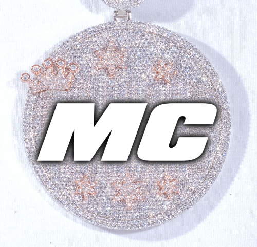 CUSTOM LETTER NECKLACE 3D BIG CROWN DISC