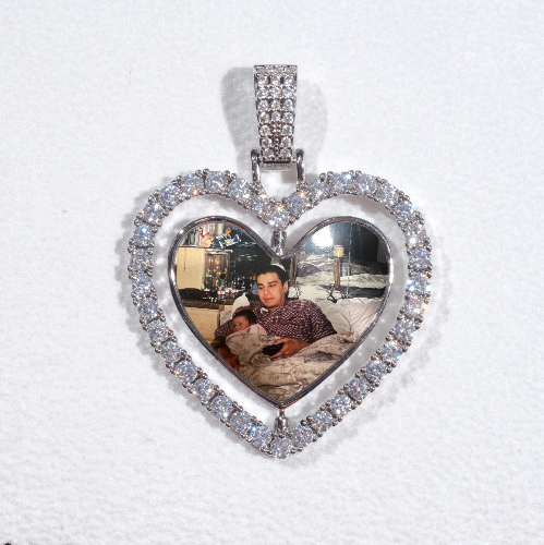 3D Spinning 2-Faced Heart Custom Picture Pendant