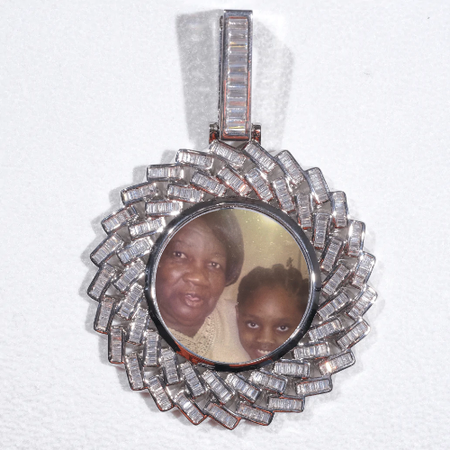 Large 3D Baguette Custom Picture Pendant