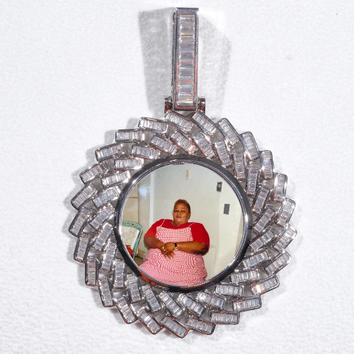 Large 3D Baguette Custom Picture Pendant