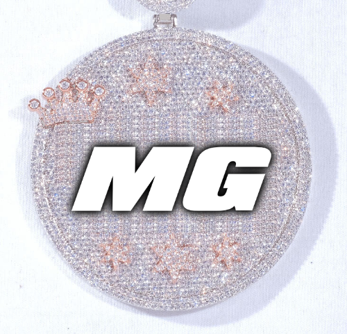 CUSTOM LETTER NECKLACE 3D BIG CROWN DISC