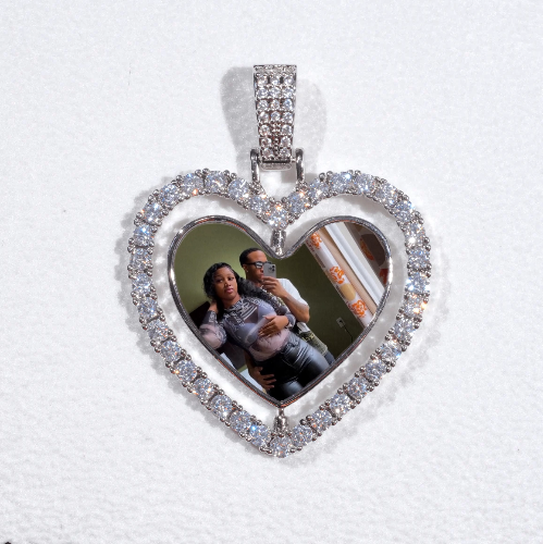 3D Spinning 2-Faced Heart Custom Picture Pendant