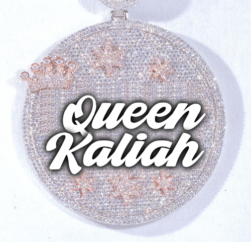 CUSTOM LETTER NECKLACE 3D BIG CROWN DISC