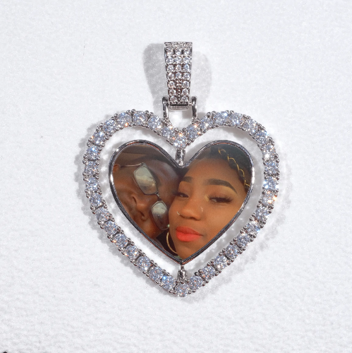 3D Spinning 2-Faced Heart Custom Picture Pendant