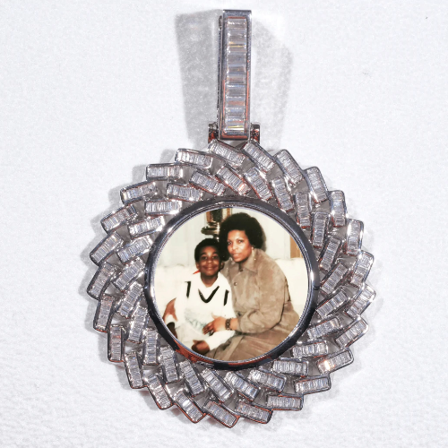 Large 3D Baguette Custom Picture Pendant