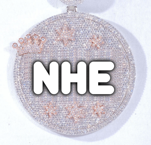 CUSTOM LETTER NECKLACE 3D BIG CROWN DISC
