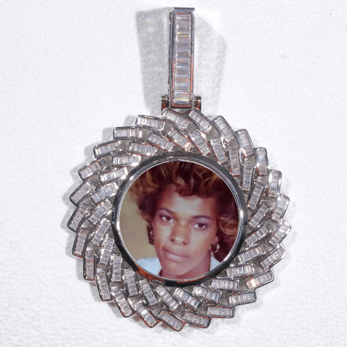 Large 3D Baguette Custom Picture Pendant