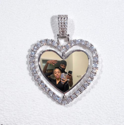 3D Spinning 2-Faced Heart Custom Picture Pendant