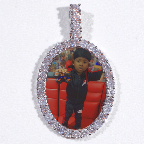 Large 3D Oval Custom Picture Pendant
