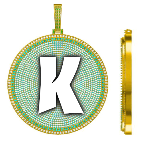 CUSTOM LETTER NECKLACE 3D BIG DISC