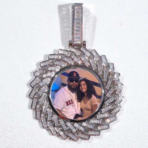 Large 3D Baguette Custom Picture Pendant