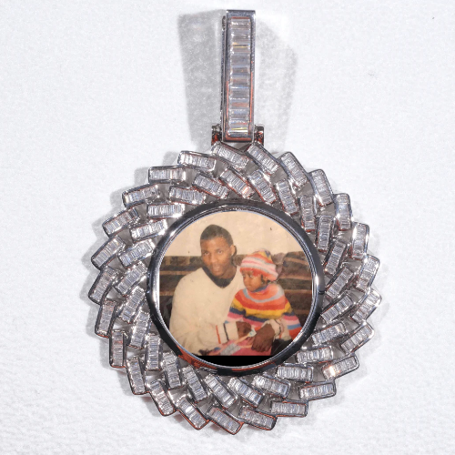 Large 3D Baguette Custom Picture Pendant