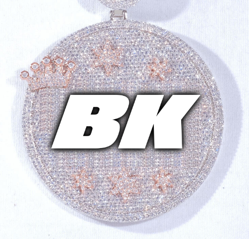 CUSTOM LETTER NECKLACE 3D BIG CROWN DISC