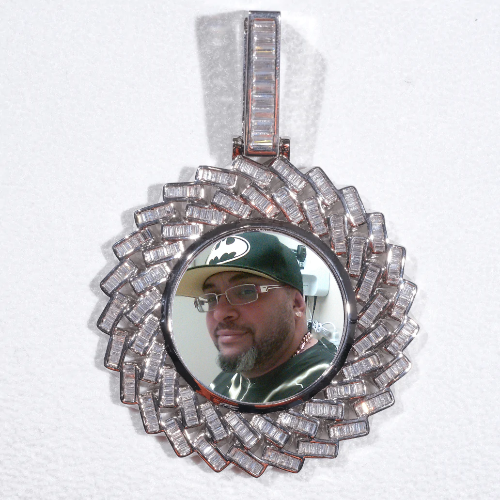 Large 3D Baguette Custom Picture Pendant