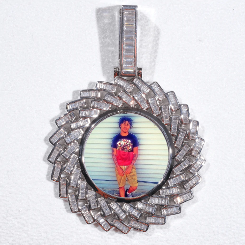 Large 3D Baguette Custom Picture Pendant