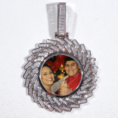 Large 3D Baguette Custom Picture Pendant