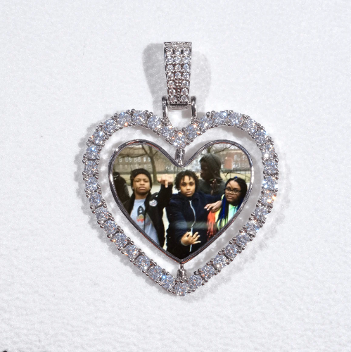 3D Spinning 2-Faced Heart Custom Picture Pendant