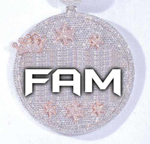 CUSTOM LETTER NECKLACE 3D BIG CROWN DISC
