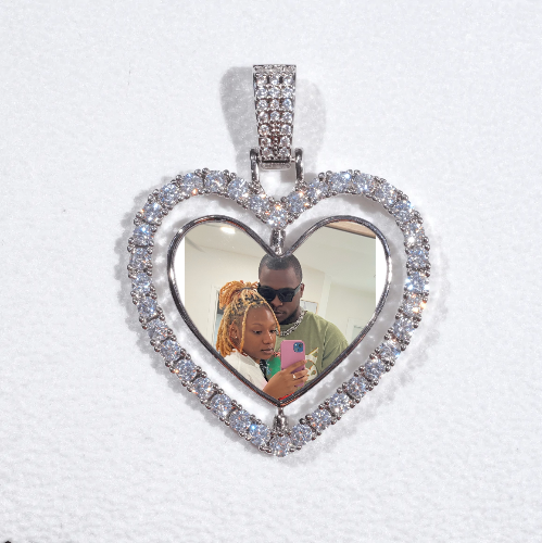 3D Spinning 2-Faced Heart Custom Picture Pendant