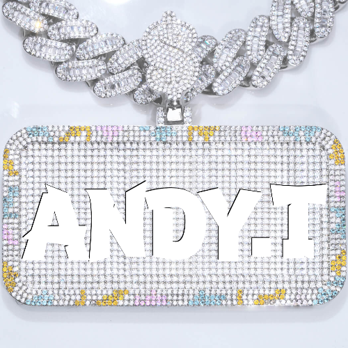 CUSTOM LETTER NECKLACE 3D COLORFUL SQUARE