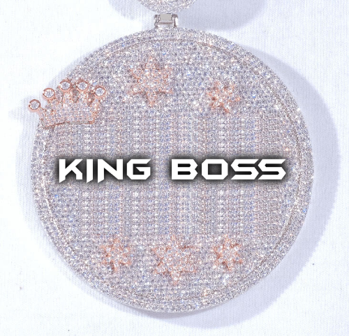 CUSTOM LETTER NECKLACE 3D BIG CROWN DISC