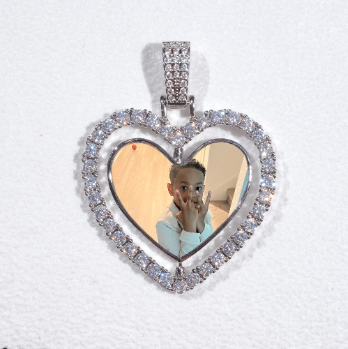 3D Spinning 2-Faced Heart Custom Picture Pendant