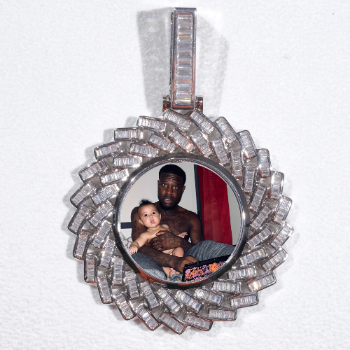 Large 3D Baguette Custom Picture Pendant