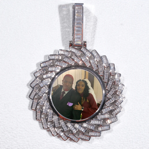 Large 3D Baguette Custom Picture Pendant