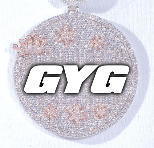 CUSTOM LETTER NECKLACE 3D BIG CROWN DISC