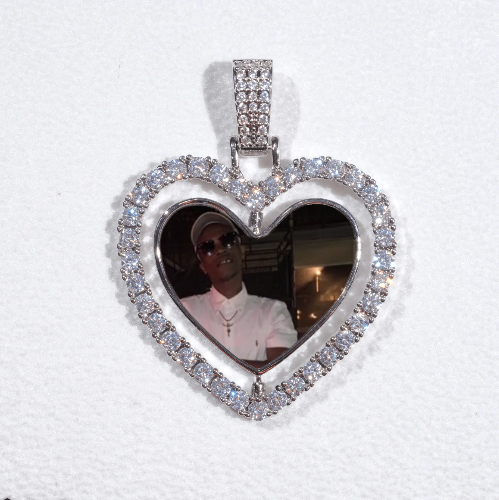 3D Spinning 2-Faced Heart Custom Picture Pendant