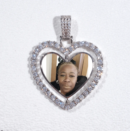 3D Spinning 2-Faced Heart Custom Picture Pendant