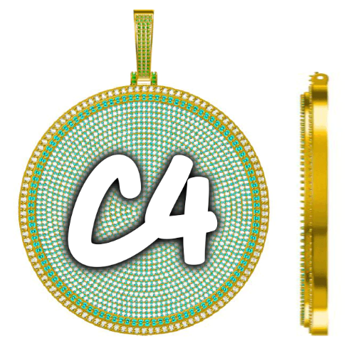 CUSTOM LETTER NECKLACE 3D BIG DISC