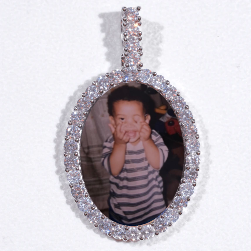 Large 3D Oval Custom Picture Pendant