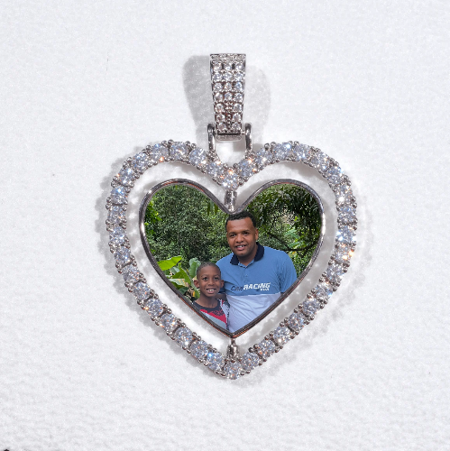 3D Spinning 2-Faced Heart Custom Picture Pendant